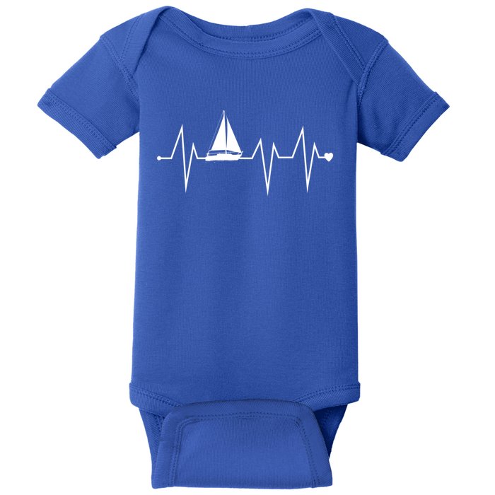 Funny Sailing Sailboat Sailor Heartbeat Heart Pulse Rate Ekg Gift Baby Bodysuit