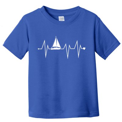 Funny Sailing Sailboat Sailor Heartbeat Heart Pulse Rate Ekg Gift Toddler T-Shirt