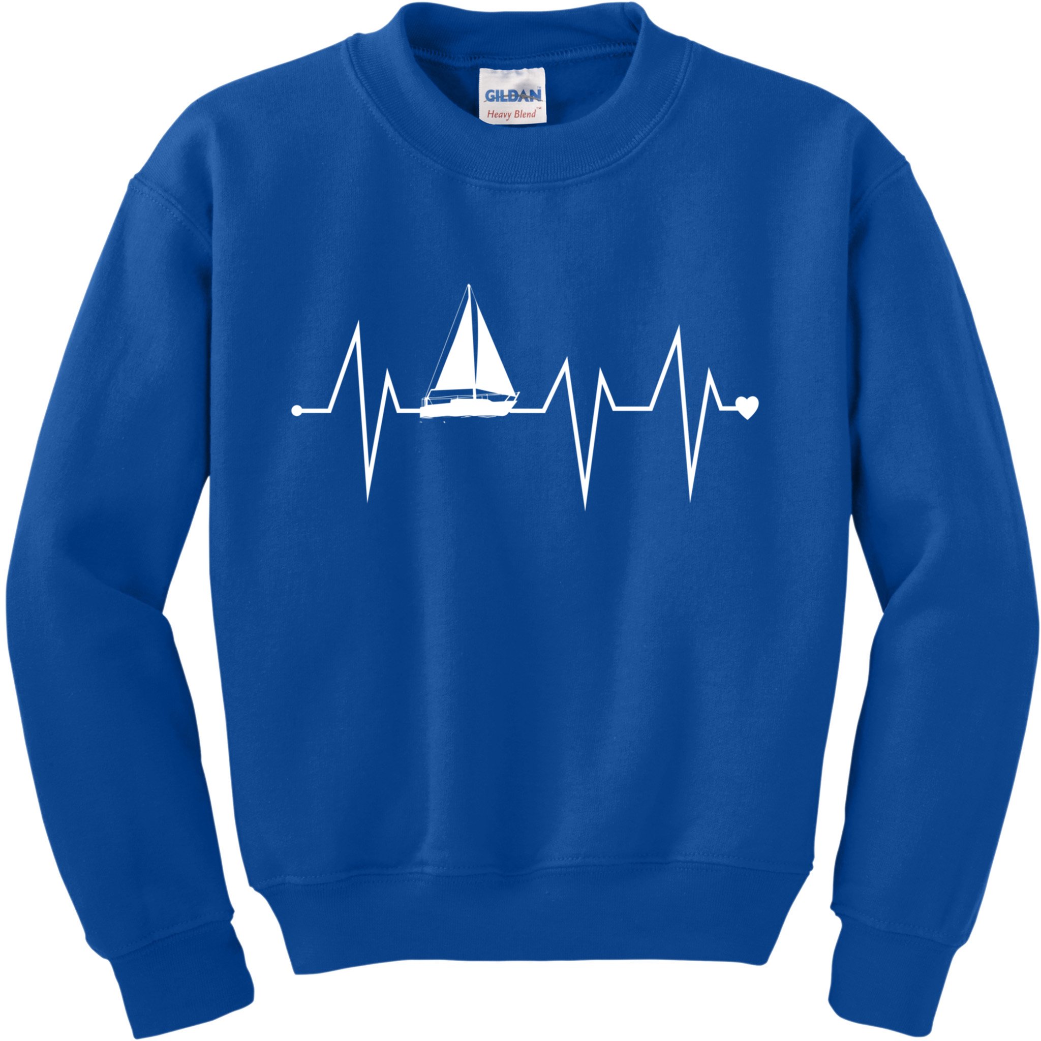 Funny Sailing Sailboat Sailor Heartbeat Heart Pulse Rate Ekg Gift Kids Sweatshirt