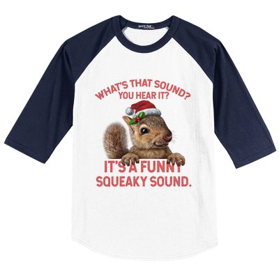 Funny Squeaky Sound Gift Christmas Squirrel Gift Baseball Sleeve Shirt