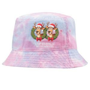 Funny Stop Staring At My Reindeers Boobs Ugly Gag Xmas Tie-Dyed Bucket Hat