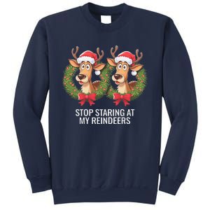 Funny Stop Staring At My Reindeers Boobs Ugly Gag Xmas Sweatshirt