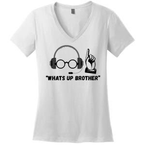 Funny Sketch Streamer Whats Up Brother Women's V-Neck T-Shirt