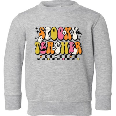 Funny Spooky Season Retro Spooky Teacher Halloween Costume Toddler Sweatshirt