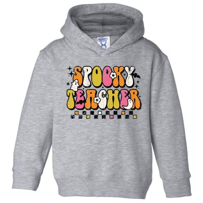 Funny Spooky Season Retro Spooky Teacher Halloween Costume Toddler Hoodie