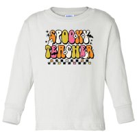 Funny Spooky Season Retro Spooky Teacher Halloween Costume Toddler Long Sleeve Shirt