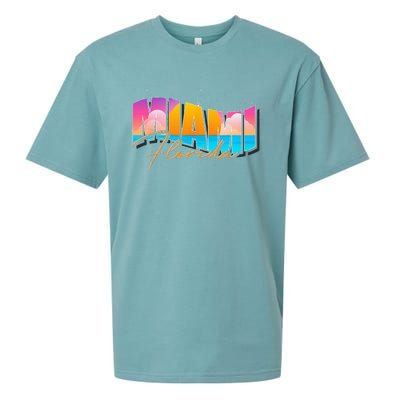 FL State Summer Vacation Tropical South Beach Miami Florida Sueded Cloud Jersey T-Shirt