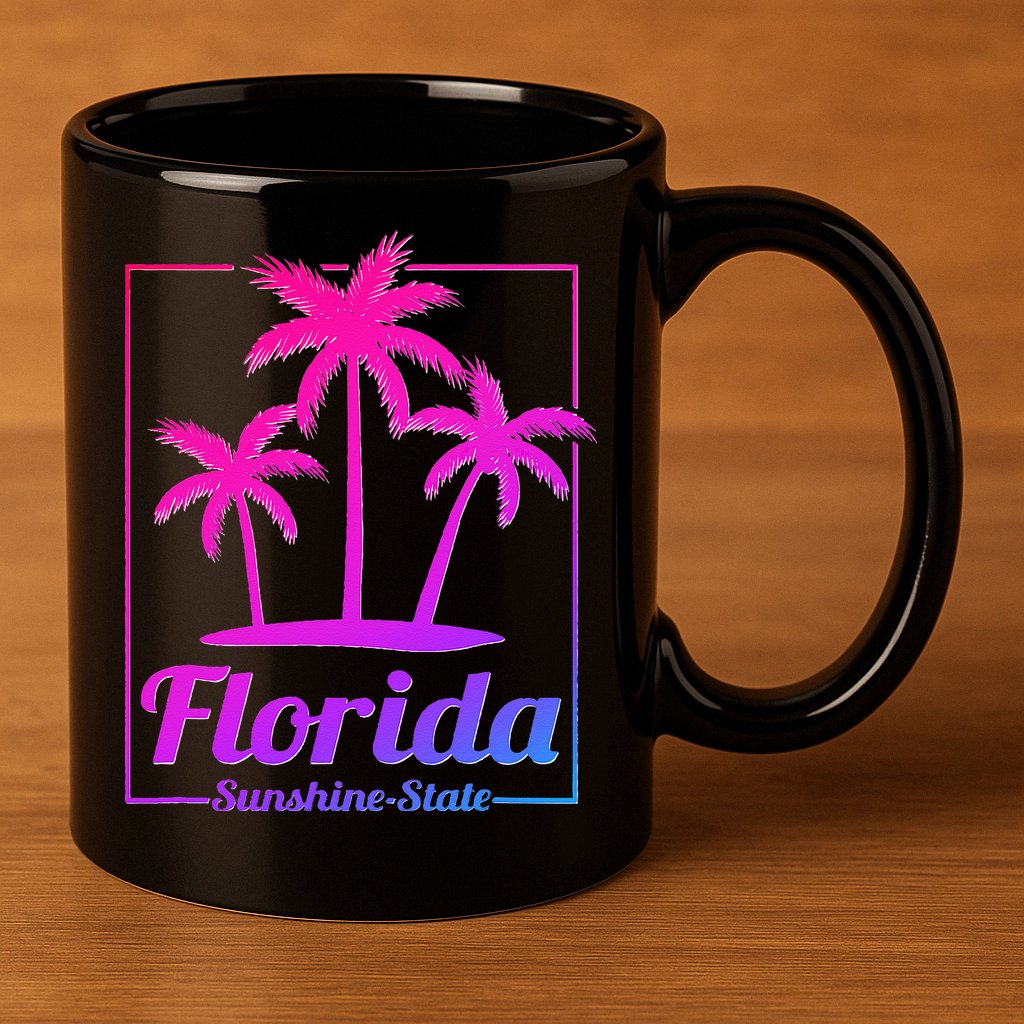Florida Sunshine State Retro Look 11oz C Handle Ceramic Mug