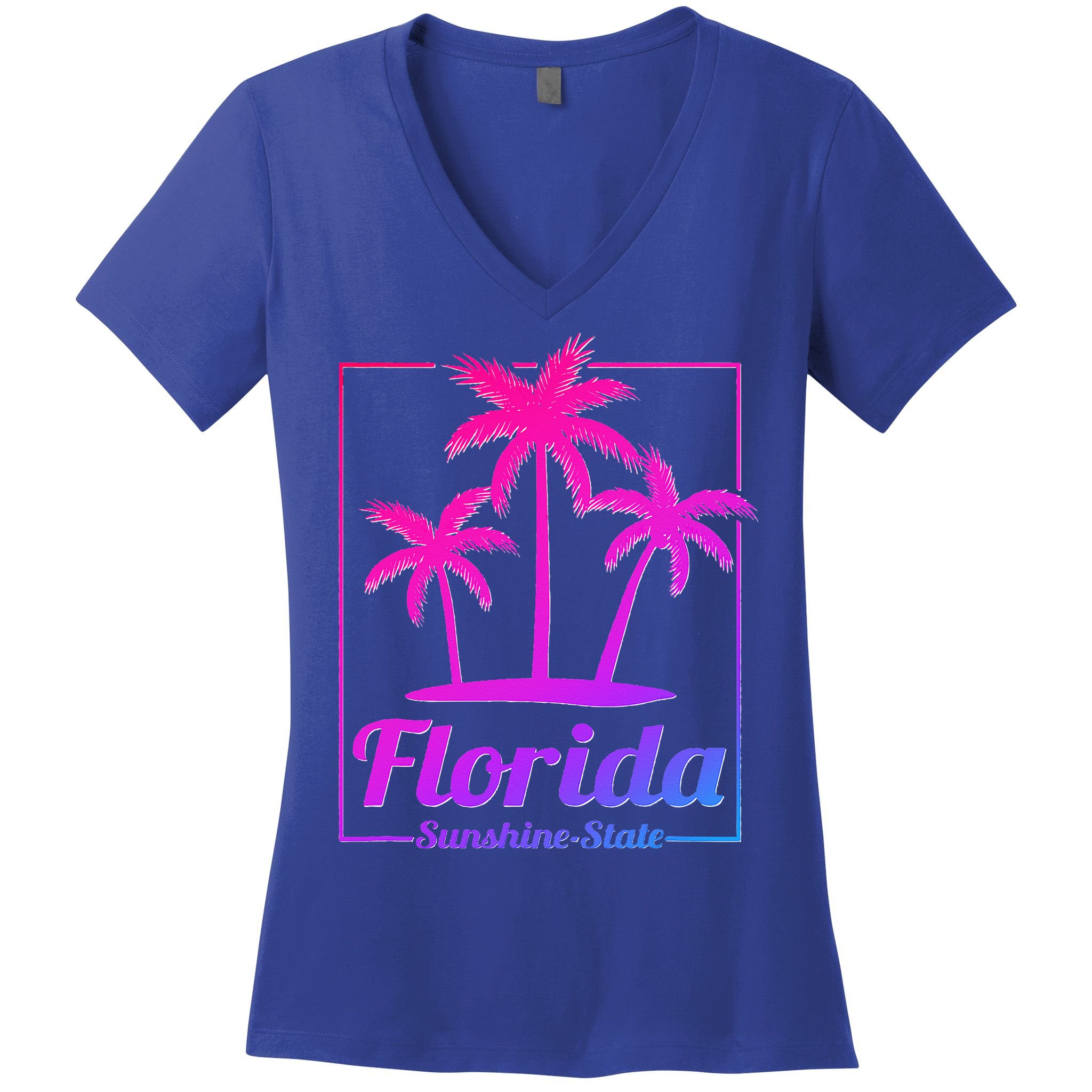 Florida Sunshine State Retro Look Women's V-Neck T-Shirt