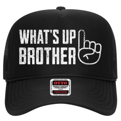 Funny Sketch Streamer Whats Up Brother High Crown Mesh Back Trucker Hat