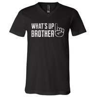 Funny Sketch Streamer Whats Up Brother V-Neck T-Shirt