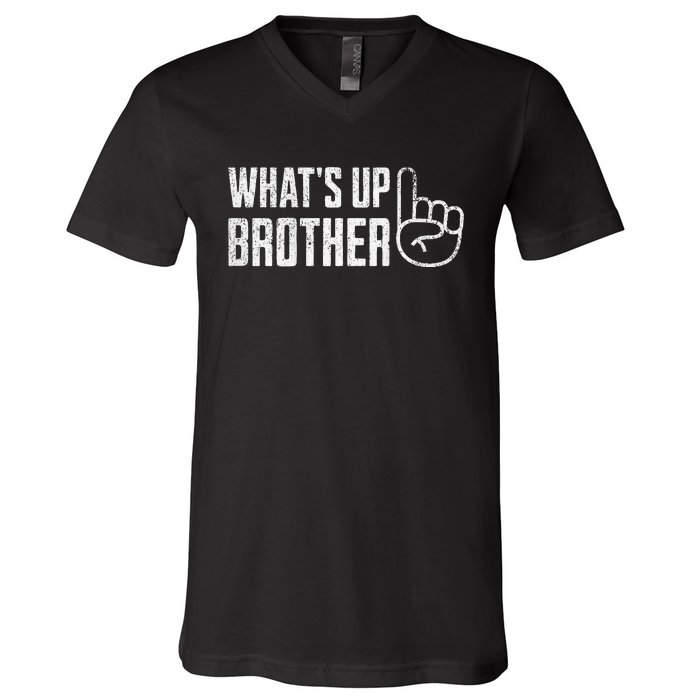 Funny Sketch Streamer Whats Up Brother V-Neck T-Shirt