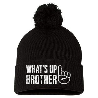 Funny Sketch Streamer Whats Up Brother Pom Pom 12in Knit Beanie