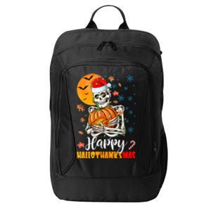 Funny Santa Skeleton Turkey & Pumpkin Happy HalloThanksMas City Backpack