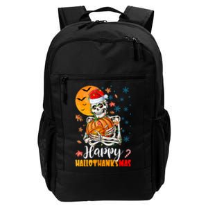 Funny Santa Skeleton Turkey & Pumpkin Happy HalloThanksMas Daily Commute Backpack