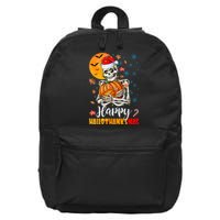 Funny Santa Skeleton Turkey & Pumpkin Happy HalloThanksMas 16 in Basic Backpack