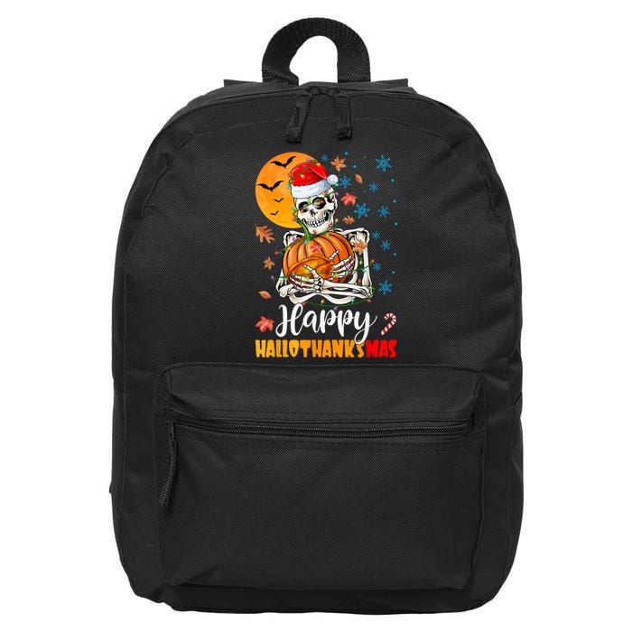 Funny Santa Skeleton Turkey & Pumpkin Happy HalloThanksMas 16 in Basic Backpack