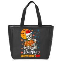 Funny Santa Skeleton Turkey & Pumpkin Happy HalloThanksMas Zip Tote Bag