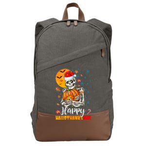 Funny Santa Skeleton Turkey & Pumpkin Happy HalloThanksMas Cotton Canvas Backpack