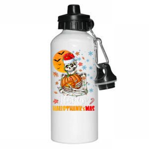 Funny Santa Skeleton Turkey & Pumpkin Happy HalloThanksMas Aluminum Water Bottle