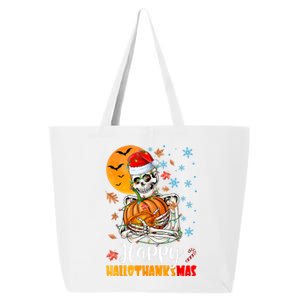 Funny Santa Skeleton Turkey & Pumpkin Happy HalloThanksMas 25L Jumbo Tote