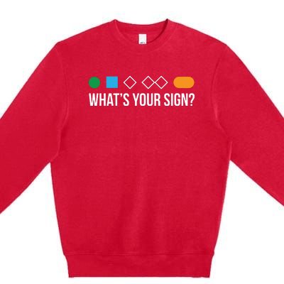 Funny Ski Skier Or Snowboard What's Your Sign Gift Premium Crewneck Sweatshirt