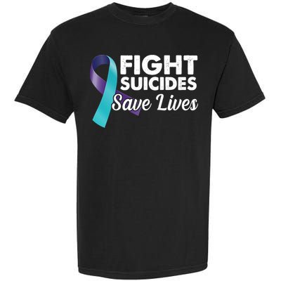 Fight Suicides Save Lives Ribbon Awareness Garment-Dyed Heavyweight T-Shirt