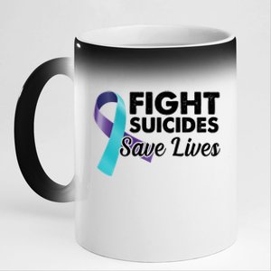 Fight Suicides Save Lives Ribbon Awareness 11oz Black Color Changing Mug