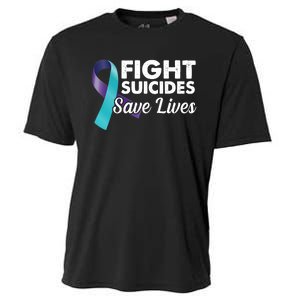 Fight Suicides Save Lives Ribbon Awareness Cooling Performance Crew T-Shirt