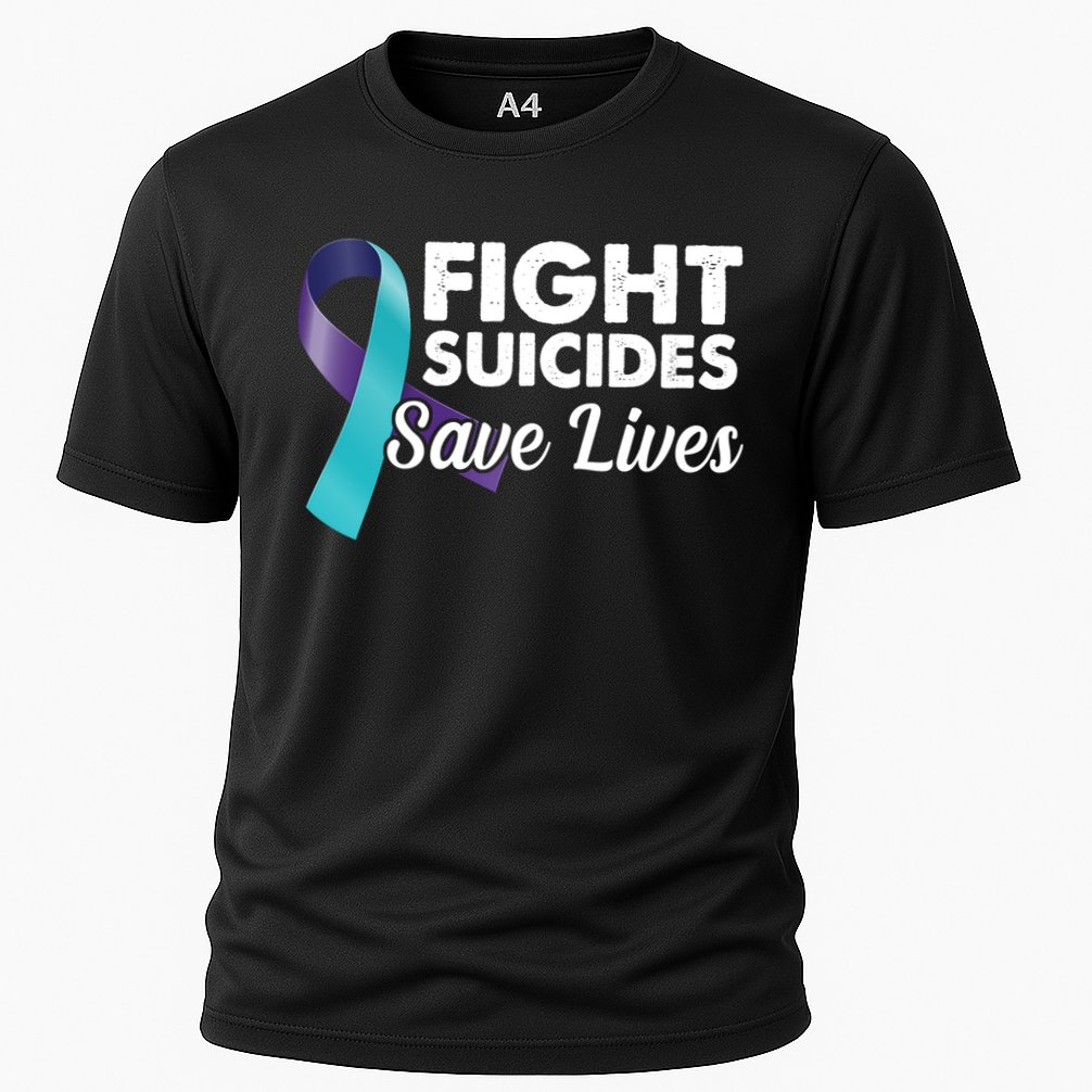 Fight Suicides Save Lives Ribbon Awareness Cooling Performance Crew T-Shirt