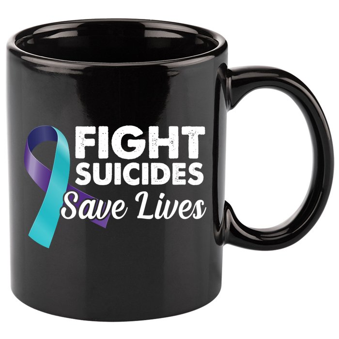Fight Suicides Save Lives Ribbon Awareness 11oz C Handle Ceramic Mug