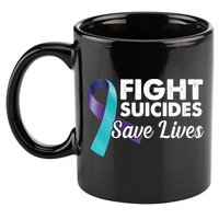 Fight Suicides Save Lives Ribbon Awareness 11oz C Handle Ceramic Mug