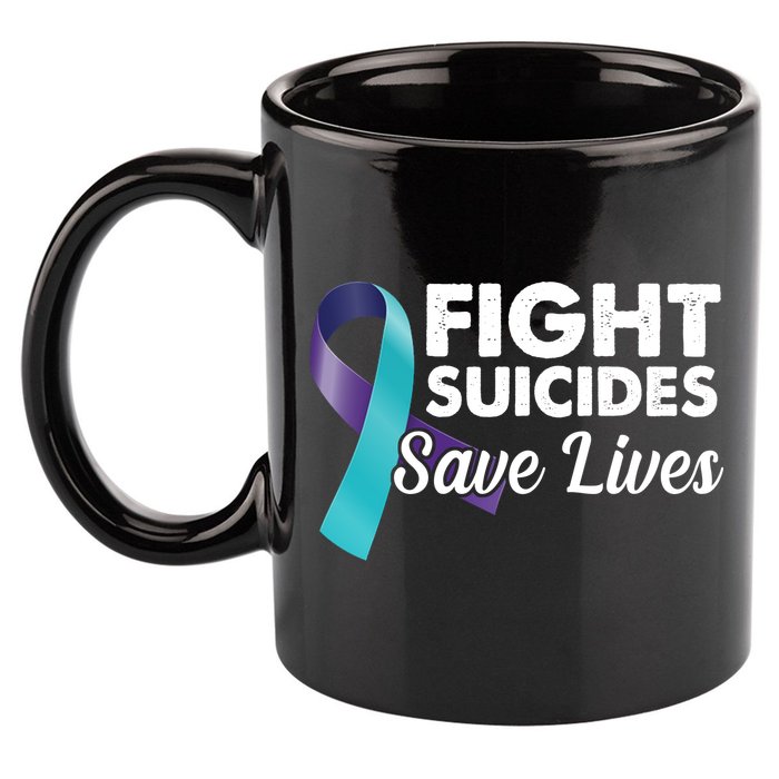 Fight Suicides Save Lives Ribbon Awareness 11oz C Handle Ceramic Mug