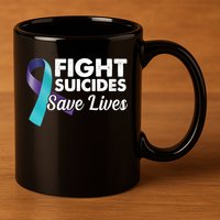 Fight Suicides Save Lives Ribbon Awareness 11oz C Handle Ceramic Mug