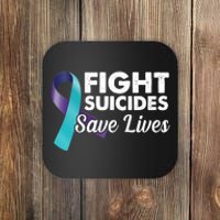 Fight Suicides Save Lives Ribbon Awareness Coaster