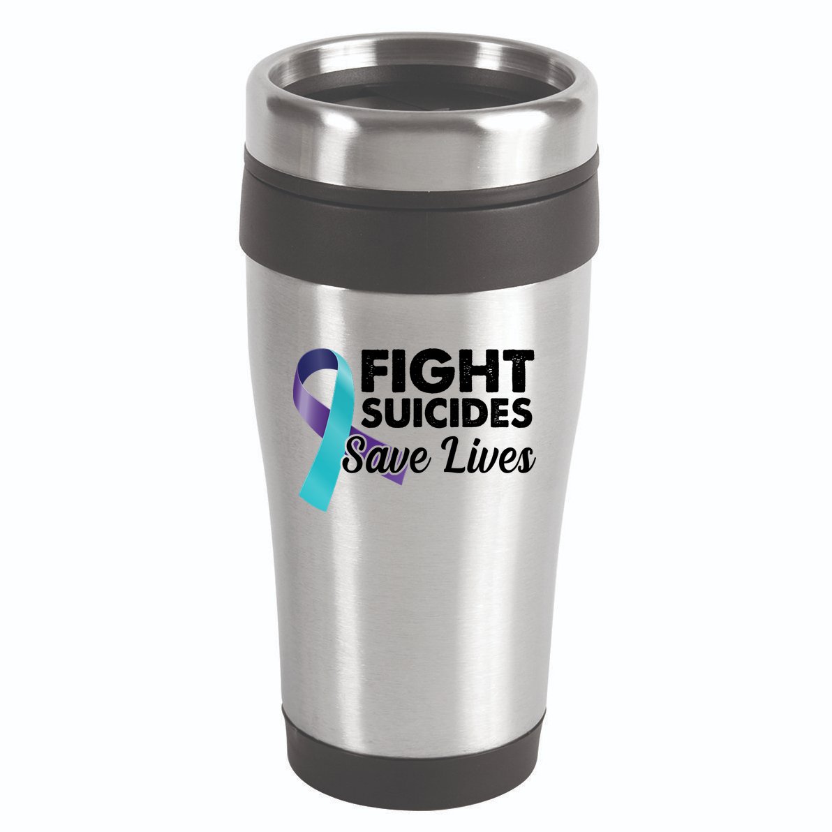 Fight Suicides Save Lives Ribbon Awareness 16oz Travel Tumbler