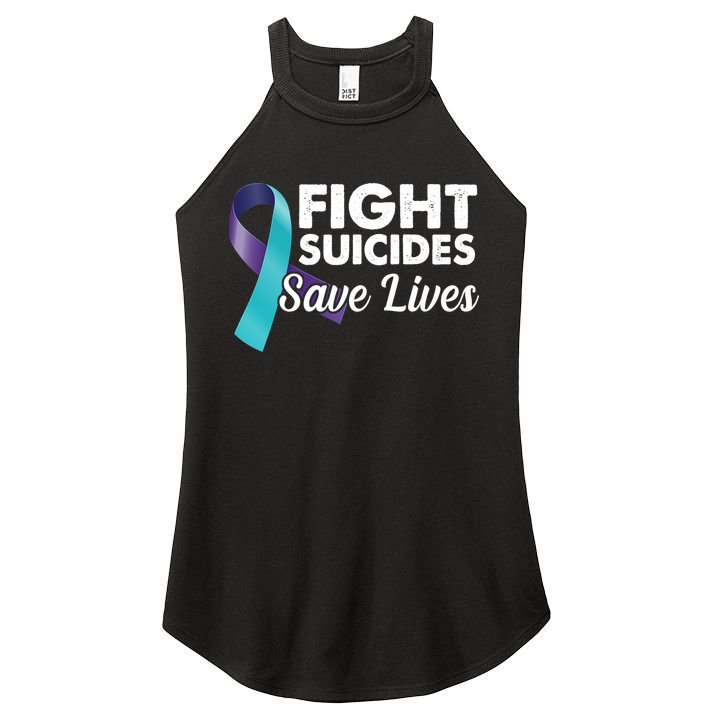 Fight Suicides Save Lives Ribbon Awareness Women's Perfect Tri Rocker Tank