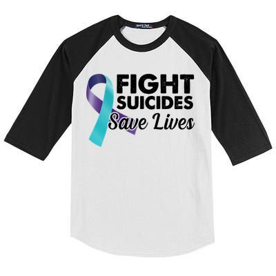 Fight Suicides Save Lives Ribbon Awareness Kids Colorblock Raglan Jersey
