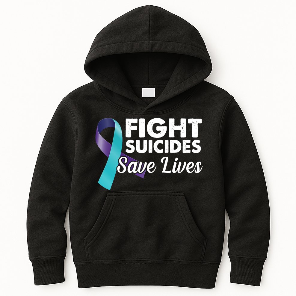 Fight Suicides Save Lives Ribbon Awareness Kids Hoodie
