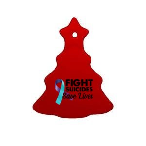 Fight Suicides Save Lives Ribbon Awareness Ceramic Tree Ornament