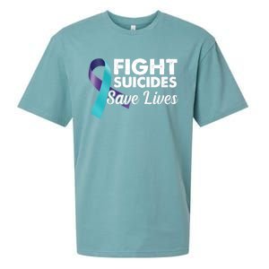 Fight Suicides Save Lives Ribbon Awareness Sueded Cloud Jersey T-Shirt