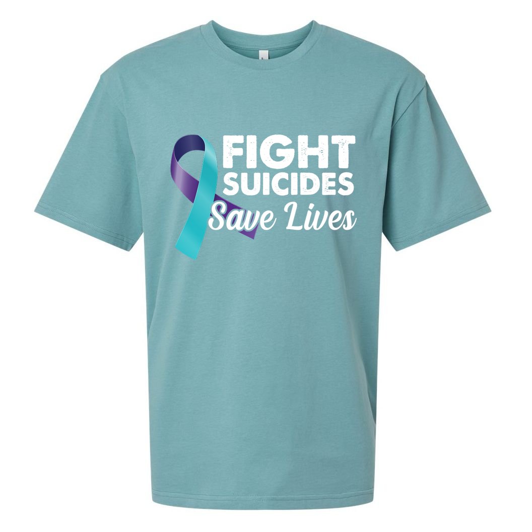 Fight Suicides Save Lives Ribbon Awareness Sueded Cloud Jersey T-Shirt