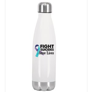 Fight Suicides Save Lives Ribbon Awareness Stainless Steel Insulated Water Bottle