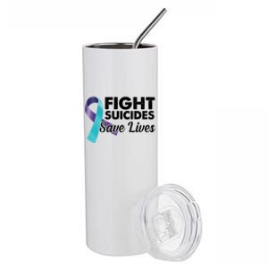 Fight Suicides Save Lives Ribbon Awareness Stainless Steel Tumbler