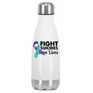 Fight Suicides Save Lives Ribbon Awareness Stainless Steel Insulated Water Bottle