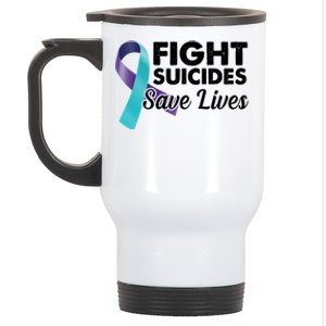 Fight Suicides Save Lives Ribbon Awareness Stainless Steel Travel Mug