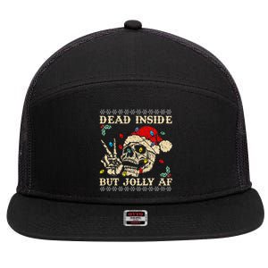 Festive Sarcastic Snarky Skeleton Ugly Christmas 7 Panel Mesh Trucker Snapback Hat