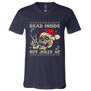 Festive Sarcastic Snarky Skeleton Ugly Christmas V-Neck T-Shirt