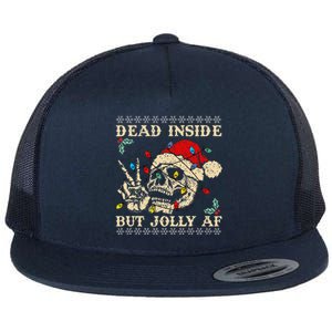 Festive Sarcastic Snarky Skeleton Ugly Christmas Flat Bill Trucker Hat