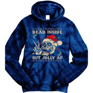 Festive Sarcastic Snarky Skeleton Ugly Christmas Tie Dye Hoodie